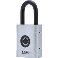 Silver Abus Mechanical 62581 50mm touch padlock with black shackle and central touch sensor.