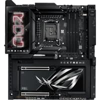 ASUS ROG MAXIMUS Z890 EXTREME motherboard, black with RGB lighting, large heatsinks, and multiple PCIe slots.