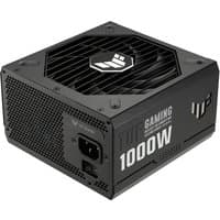 ASUS TUF Gaming 1000W Gold PSU, black with mesh grille, 20+4 pin ATX connector, and TUF logo on top.