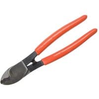 Red-handled Bahco 2233 D-200 heavy-duty cable cutter/stripper with black metal cutting jaws.