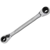 Silver Bahco reversible ratchet spanner with dual-ended gear sockets and ergonomic handle.