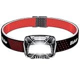 Black and red Blukar head torch with LED light, adjustable strap, and sensor control button.