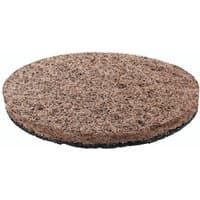 Brown circular abrasive pad with coarse texture, designed for Bosch UniversalBrush heavy-duty cleaning tasks.