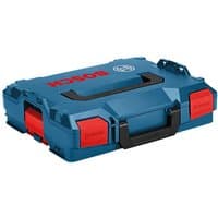 Blue Bosch L-BOXX Size 102 case with black handle, red latches, and Bosch logo on top.