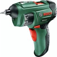 Green Bosch PSR Select cordless screwdriver with red accents and integrated bit carousel.