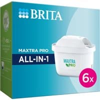 Brita Maxtra Pro white filter cartridges 6 pack in blue and green box with product image and logo.