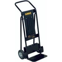 Black DeWalt trolley for D25981 Pavement Breaker, with sturdy frame, two wheels, and a handle for easy transport.