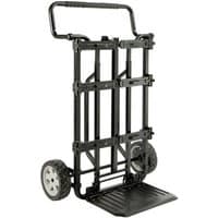 Black DEWALT DS Carrier Tough System Trolley with large wheels, foldable frame, and adjustable handle.
