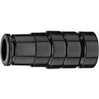 Black DEWALT DWV9120 stepped adapter with ribbed cylindrical design for dust connection systems.