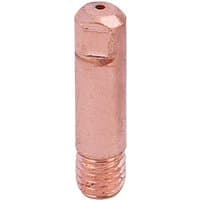 Copper-colored MIG torch tip with threaded base, cylindrical shape, and 0.6mm size, part of a 5-pack by Draper.