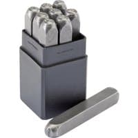 Draper 0-9 Number Stamp Set, 3/16", with metal stamps in a black plastic holder, includes separate stamp piece.