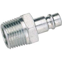 Silver Draper 1/2" BSP male nut PCL Euro coupling adaptor with threaded end and smooth cylindrical connector.