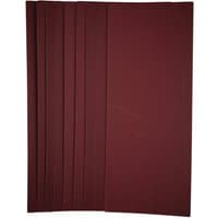 Pack of 10 maroon Draper 1/2 sanding sheets, 115 x 280mm, 240 grit, stacked neatly.