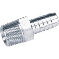 Silver Draper 1/2" taper to 1/2" hose connector, threaded end with ribbed hose fitting, pack of 3.