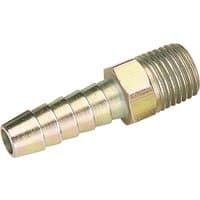 Brass Draper 1/4" BSP taper male screw tailpiece with 5/16" bore, ribbed body, and threaded end.