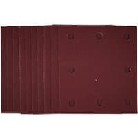 Draper sanding sheets, maroon color, 115x105mm, 120 grit, with hook and loop backing, pack of 10.