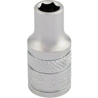 Silver Draper 1/4" square drive socket, 13mm, with textured grip and engraved logo.