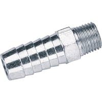 Silver Draper 1/4" taper, 1/2" bore PCL male screw tailpiece with threaded end and ribbed body, set of five.