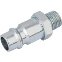 Silver Draper 1/8" BSP male nut PCL Euro coupling adaptor with threaded end and hexagonal nut.