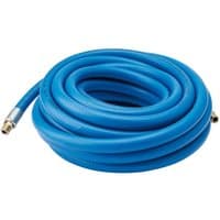 Blue Draper 10M air line hose with 1/4" BSP fittings and 10MM bore, coiled neatly with metal connectors.