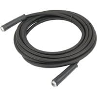 Black Draper 10M high pressure hose with metal connectors for petrol pressure washer PPW900, coiled neatly.