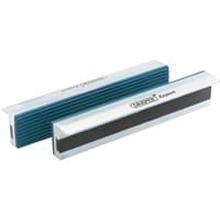 Draper 150MM soft jaws for engineers vice, silver with blue ribbed grip and black padding.