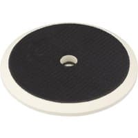 Black and white Draper 175mm backing pad with central hole and textured surface.
