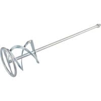 Draper 2 Blade Plaster Paddle Mixer, silver metal with spiral blades, 135 x 600mm, M14 threaded shaft.