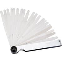 Draper 20 Blade Metric Feeler Gauge Set with silver metal blades and black pivot point.