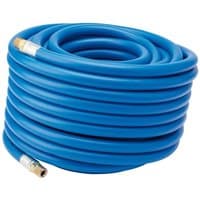 Blue Draper 20M air line hose with 1/4" BSP fittings and 6MM bore, coiled neatly with brass connectors.