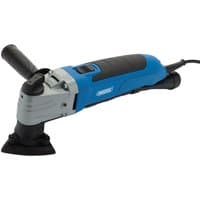 Blue and black Draper oscillating multi-tool, 230V, 300W, with ergonomic handle and quick-change accessory system.