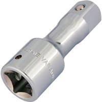 Silver Draper 3/4'' square drive extension bar, 400mm long, chrome finish with a hexagonal socket end.