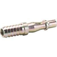 Silver Draper 3/8" bore PCL air line coupling adaptor with ribbed tailpiece, metallic finish, set of five.