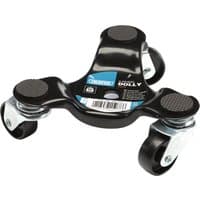Black Draper 3 Wheel Dolly with three swivel casters and non-slip pads on each wheel base.