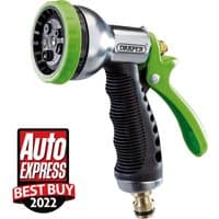 Green and black Draper 7 Pattern Aluminium Spray Gun with ergonomic grip and adjustable nozzle.
