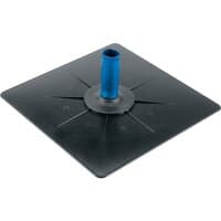 Black square ABS plasterer's hawk, 330x330mm, with a central blue handle by Draper.