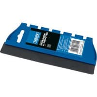 "Draper adhesive spreader and grouter, 175mm, blue handle, black rubber edge, with notched design and branded label"