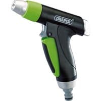 Black and green Draper adjustable jet spray gun with ergonomic handle and silver nozzle.