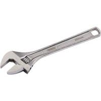 Silver Draper adjustable wrench, 250mm, with a movable jaw and hole at the handle end for hanging.