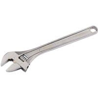Silver Draper adjustable wrench, 375mm, with a polished finish and a hole at the handle's end for hanging.