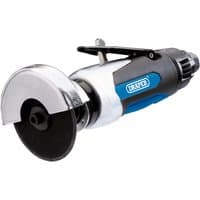 Draper Air Cut-Off Tool, 75mm with black handle, blue accents, and silver guard over cutting disc.