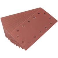 Draper Aluminium Oxide Sanding Sheets, 115 x 227mm, 120 Grit, reddish-brown, rectangular with multiple holes.