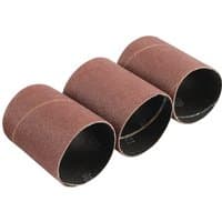 Draper sanding sleeves, 45x60mm, brown aluminum oxide, 120 grit, pack of 3 cylindrical sleeves.