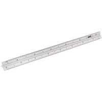 Aluminium triangle scale rule, 300mm, by Draper with three sides marked with measurement scales.