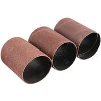 Brown Draper sanding sleeves, cylindrical, 45 x 60mm, assorted grit, set of three, aluminum oxide material.