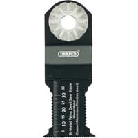 Draper Bi-Metal Wing Devil Saw Blade, black with silver teeth, 36 x 22mm, 18tpi, ruler markings on the front.