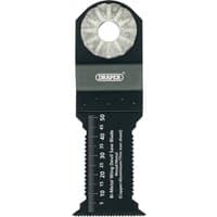 Draper Bi-Metal Wing Devil Saw Blade, black with silver teeth, 36 x 30mm, 18tpi, circular hole at top.