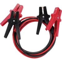 Draper Booster Cables, 2m x 10mm², with red and black clamps and coiled cables.