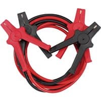Red and black Draper booster cables, 3.5m length, with sturdy clamps and thick insulation.