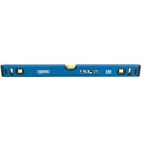 Blue Draper box section level, 600mm, with three yellow vials and black end caps.